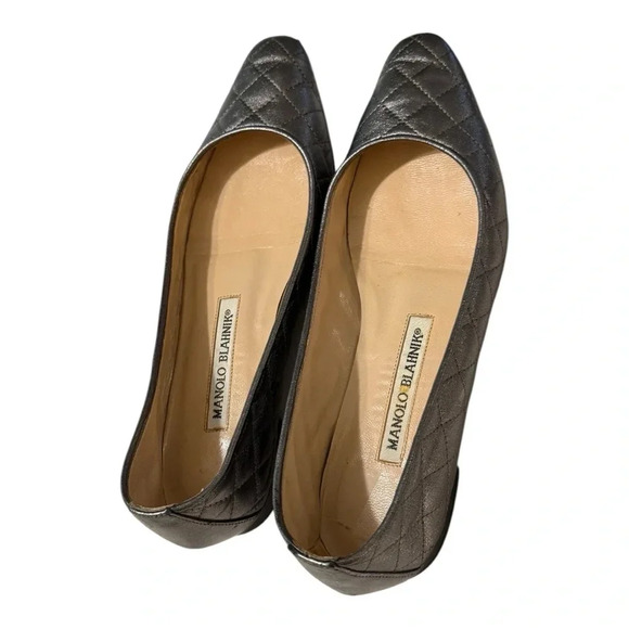 Manolo Blahnik Giungla Leather Quilted Flats - Picture 4 of 6